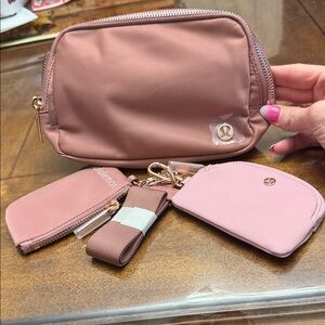 lululemon athletica belt bag and Blush wristlet Set - both new without tags